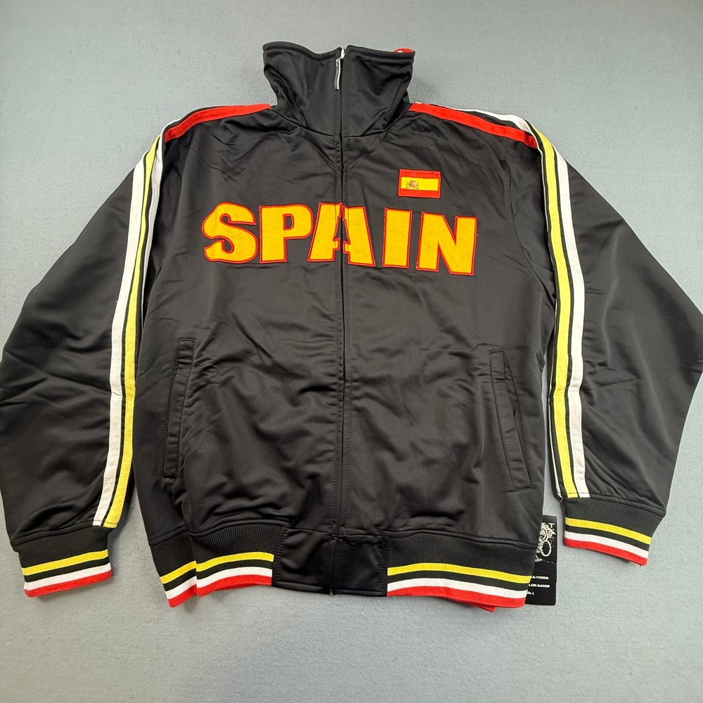 Ghast Track Jacket Mens Large Black Spain Flag Full Zip Striped 11322936‎